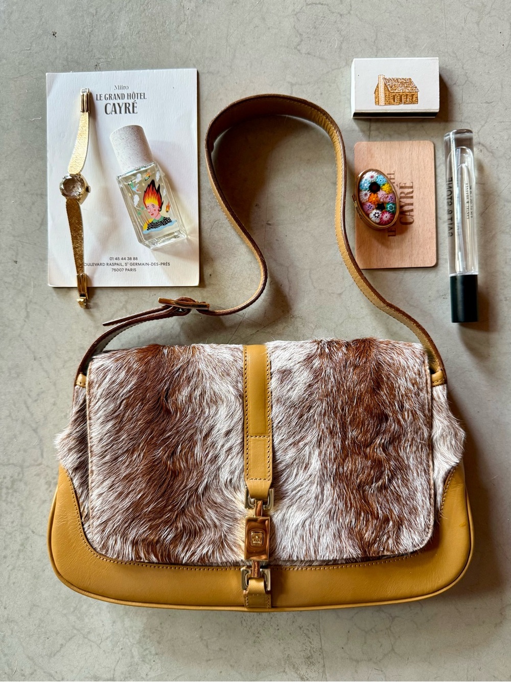 GUCCI Tom Ford Rare Pony hair Jackie  Shoulder Bag